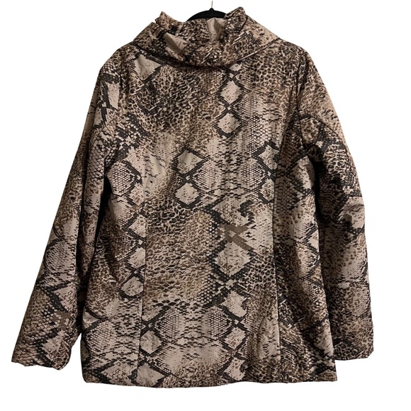 Dennis By Dennis Basso Snake Print Quilted Puffer Jacket Size Small - Picture 7 of 8